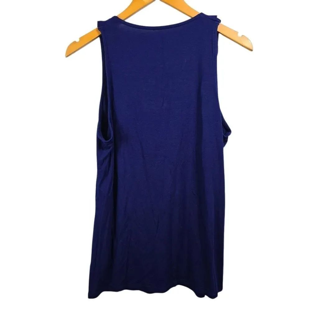 Merona Navy Ruffle-Front Sleeveless Tank Size L - Picture 2 of 7